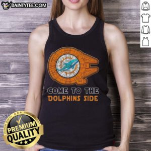 Premium Star Wars Miami Dolphins Side Tank Top featuring iconic designs for fans of sports and sci-fi fashion.