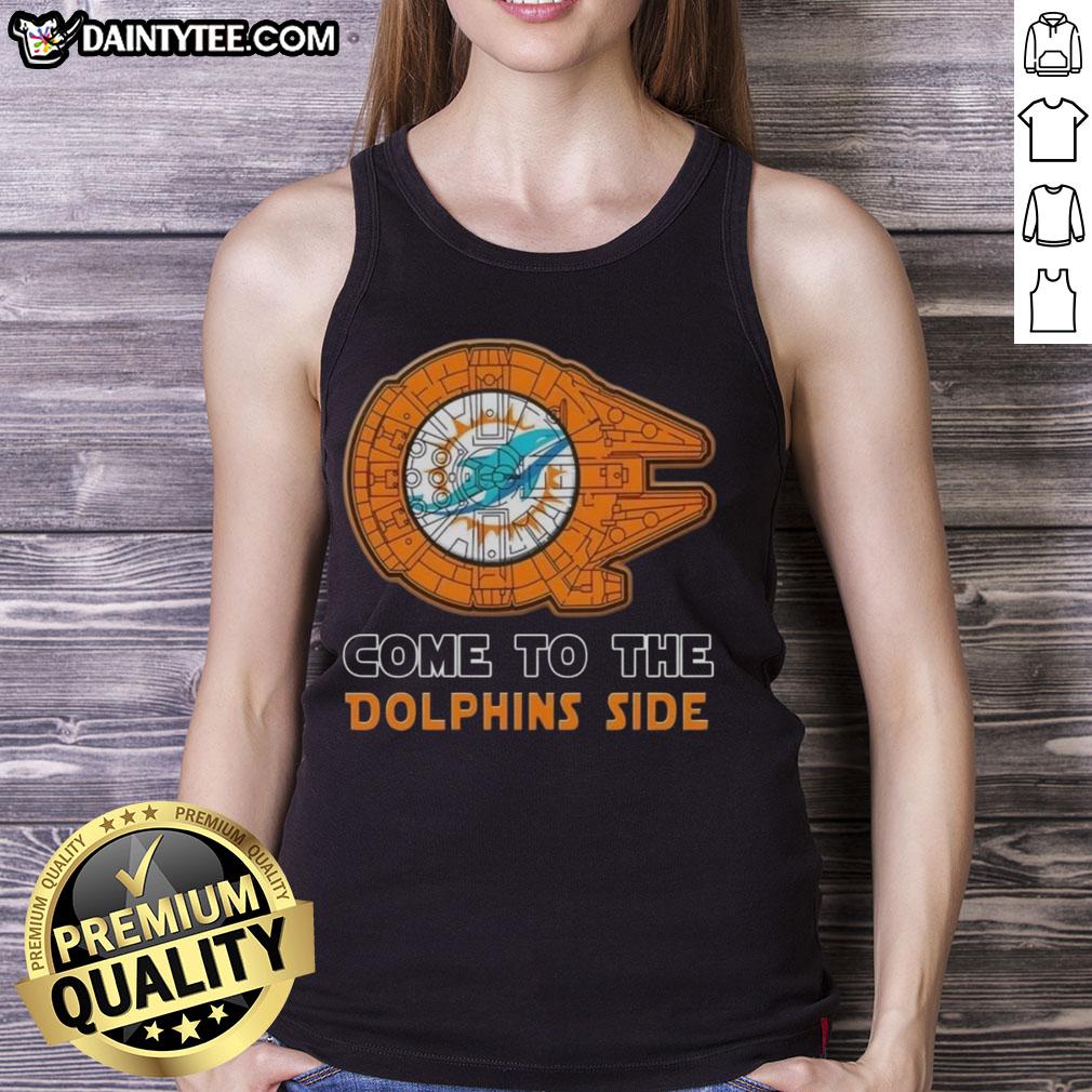 Premium Star Wars Miami Dolphins Side Tank Top featuring iconic designs for fans of sports and sci-fi fashion.