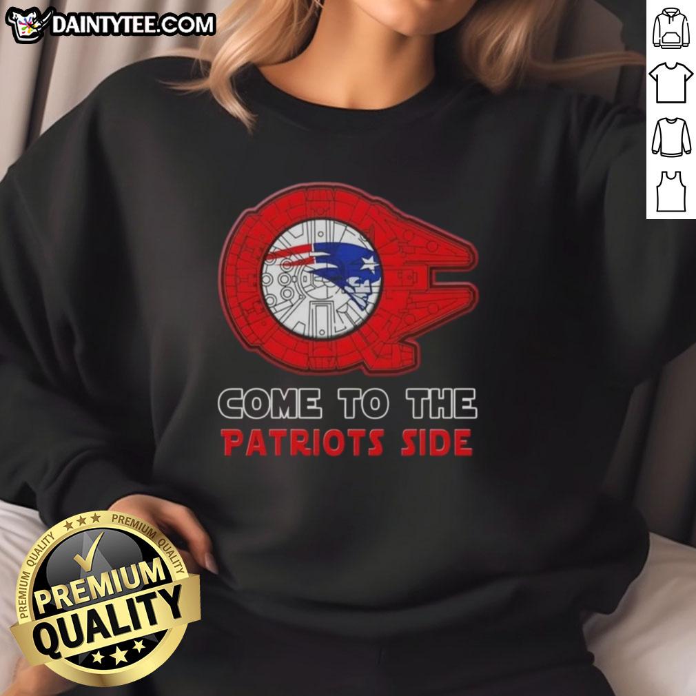Premium Star Wars Come To The New England Patriots Side Sweatshirt featuring iconic graphics and team colors.