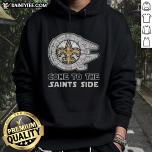 Premium Star Wars hoodie featuring New Orleans Saints design, perfect for fans of both franchises.