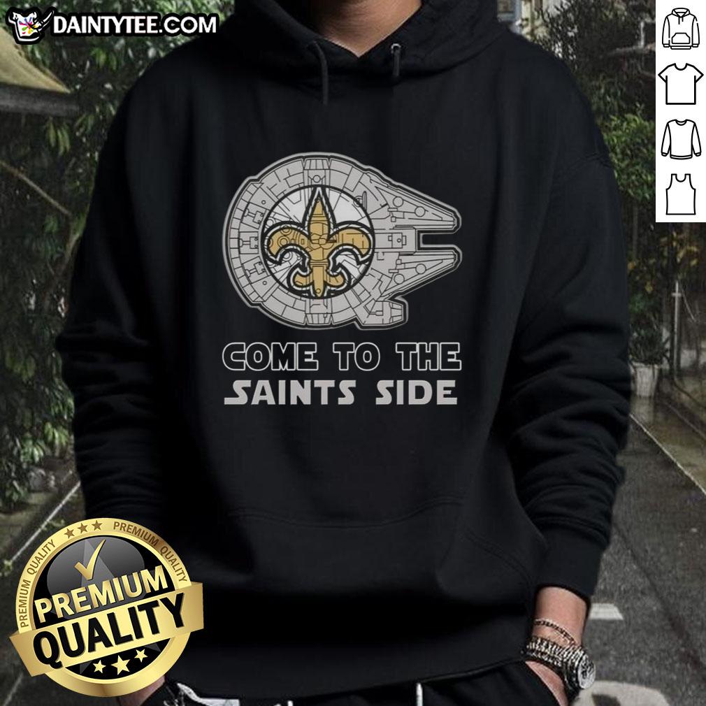 Premium Star Wars hoodie featuring New Orleans Saints design, perfect for fans of both franchises.