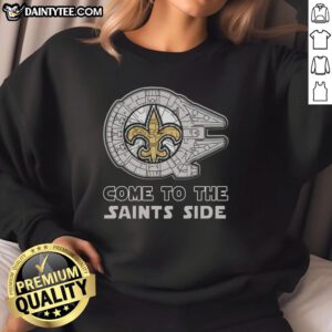 Premium Star Wars sweatshirt for New Orleans Saints fans, featuring bold graphics and a stylish side design.