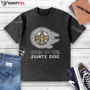 Premium Star Wars Come to the New Orleans Saints Side Washed T-Shirt featuring a unique design for fans and collectors.