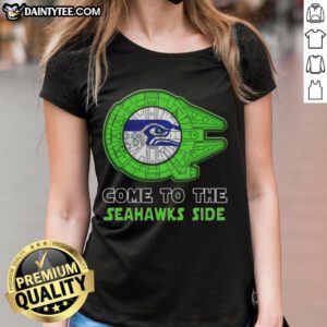 Premium Star Wars Seattle Seahawks Side Ladies Tee featuring stylish design and vibrant team colors for fans.