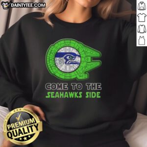 Premium Star Wars Seattle Seahawks side sweatshirt featuring iconic designs, perfect for fans and stylish comfort.