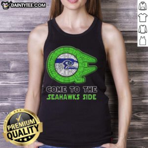 Premium Star Wars Come to the Seattle Seahawks Side Tank Top featuring iconic graphics for fans and casual wear.