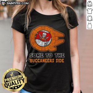Premium Star Wars-themed Tampa Bay Buccaneers ladies tee featuring vibrant graphics and comfortable fit.