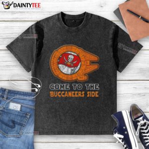 Premium Star Wars Tampa Bay Buccaneers side-washed t-shirt featuring a unique design and vibrant colors for fans.