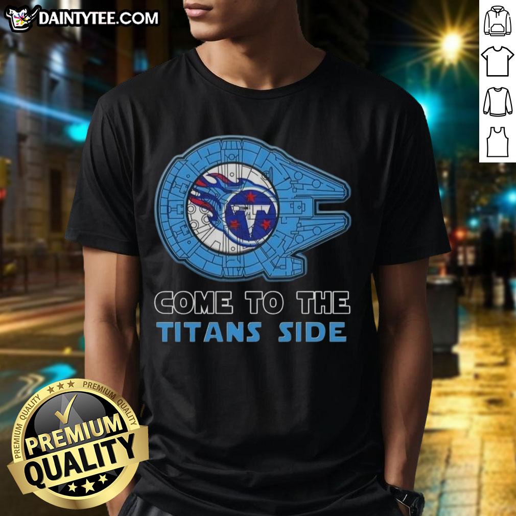 Premium Star Wars Tennessee Titans side t-shirt featuring bold graphics and a stylish design for fans.