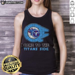 Premium Star Wars Come to the Tennessee Titans side tank top featuring vibrant graphics and team colors.
