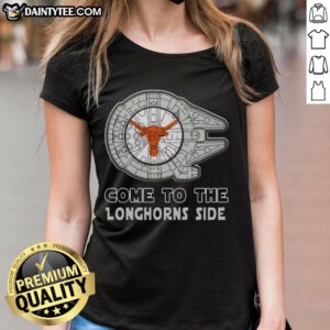 Pretty Star Wars Come to the Texas Longhorns Side Ladies Tee featuring a stylish design for fans.