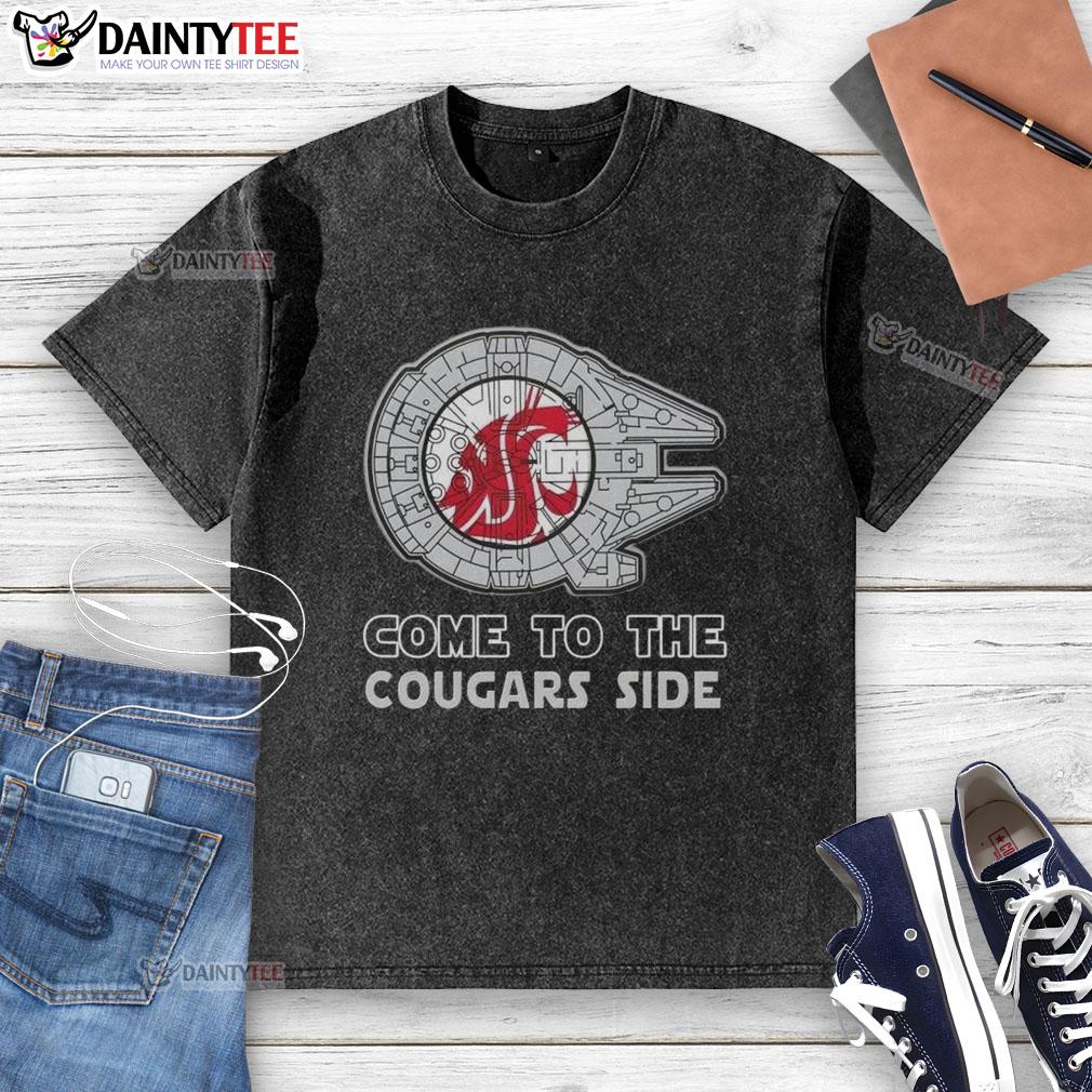Pretty Star Wars Come to the Washington State Cougars side washed t-shirt featuring vibrant designs and comfortable fit.