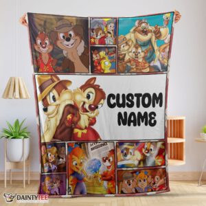 Top Disney Cartoon Chip And Dale Family Cute Blanket Fleece Customized Blanket