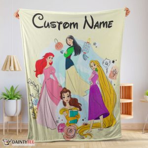 Top Disney Princess Ariel Mulan Rapunzel Belle Princess Blanket Fleece Customized Blanket