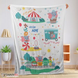Top Dumbo Personalized Minky Blanket Circus Elephant Nursery Blanket Fleece Customized Blanket