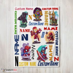 Top Marvel Chibi Heroes And Villains Blanket Fleece Customized Blanket
