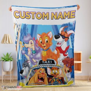 Top Oliver & Company With Friends Drive Taxi Blanket Fleece Customized Blanket