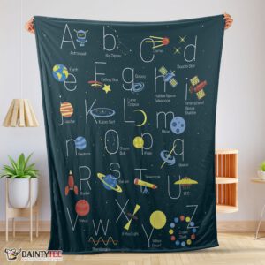 Top Outer Space Alphabet Poster Cute A To Z Astronomy Fleece Blanket
