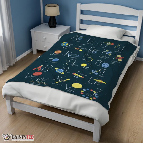 Top Outer Space Alphabet Poster Cute A To Z Astronomy Fleece Blanket ...