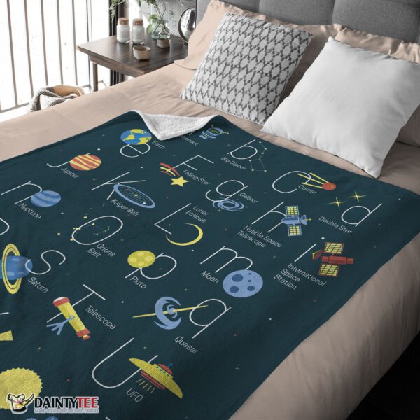 Top Outer Space Alphabet Poster Cute A To Z Astronomy Fleece Blanket ...