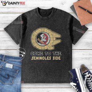 Top Star Wars Come to the Florida State Seminoles Side Washed T-Shirt featuring vibrant graphics for fans and collectors.