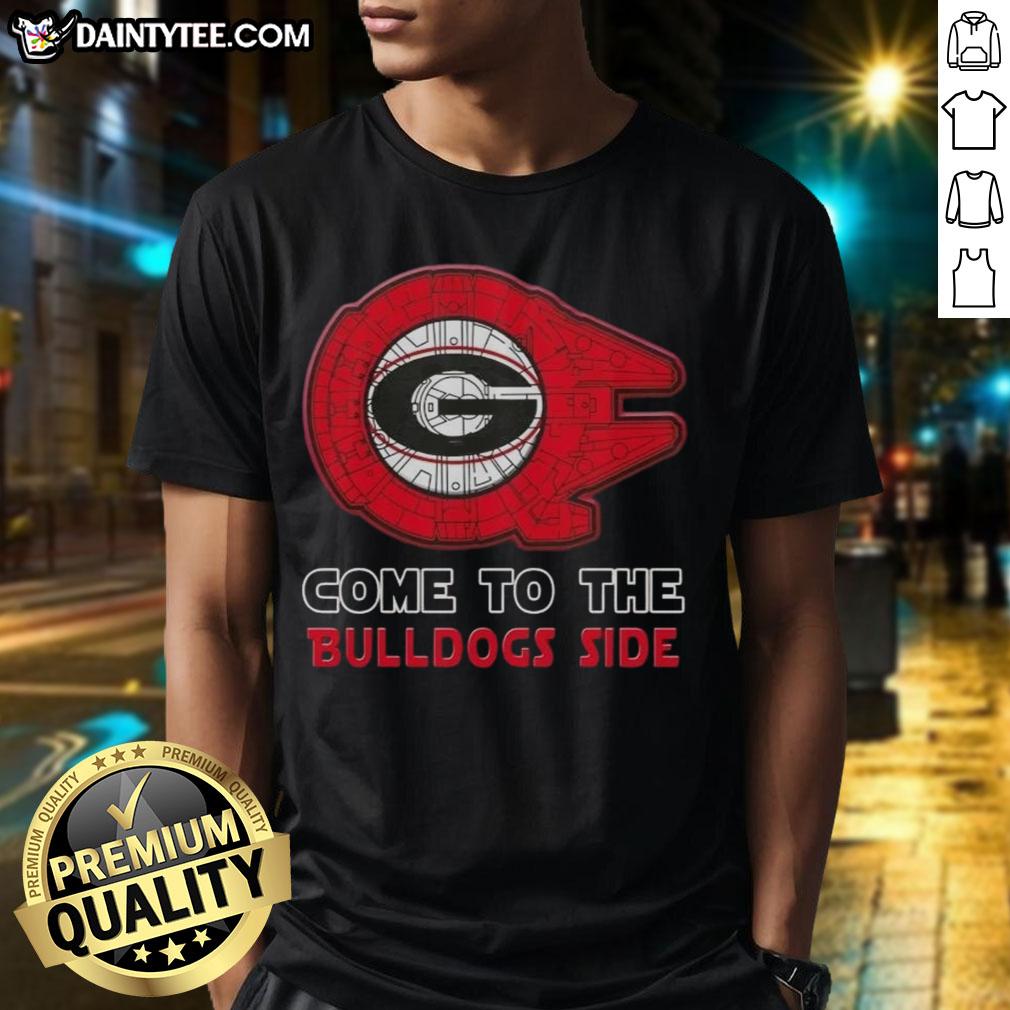 Top Star Wars Come To The Georgia Bulldogs Side T-Shirt featuring a unique design for fans of both franchises.