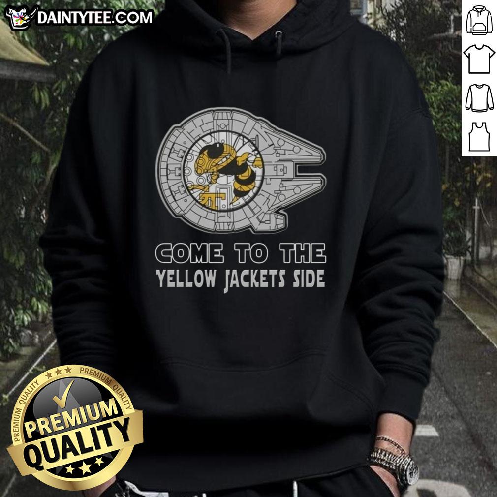 Top Star Wars Georgia Tech Yellow Jackets side hoodie featuring iconic characters and team colors for fans.