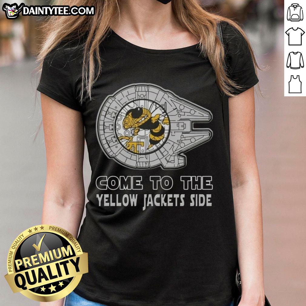 Top Star Wars Come to the Georgia Tech Yellow Jackets Side Ladies Tee featuring vibrant graphics and comfortable fit.