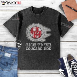 Alt Text: Top Star Wars Come to the Houston Cougars Side Washed T-Shirt featuring a vibrant design and team logo.