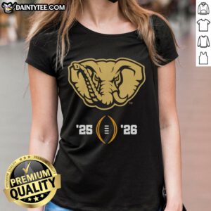Awesome Alabama Crimson Tide NCAA College Football Playoff 2025-2026 Big Al Mascot Logo on ladies tee shirt.
