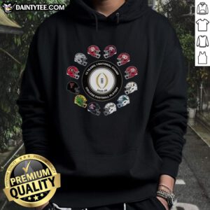 Awesome College Football Playoff 2025-2026 hoodie with 12 teams and 1 national champion helmet design.