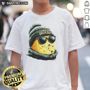 Alt Text: Awesome Green Bay Packers mascot in a beanie and sunglasses, showcasing team spirit on a fun T-shirt design.