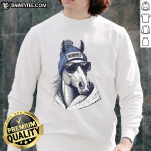 Awesome Indianapolis Colts mascot in a beanie and sunglasses, wearing a sweatshirt and showcasing team spirit.