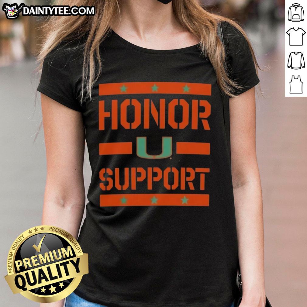 Awesome Miami Hurricanes Honor Support Ladies Tee in vibrant colors, perfect for fans showing team pride and style.