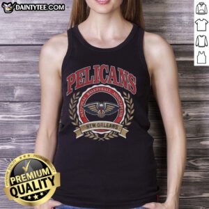 Awesome New Orleans Pelicans NBA logo with laurel wreath frame on a retro tank top design.