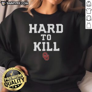 Alt Text: Awesome Oklahoma Sooners Football Hard to Kill logo sweatshirt in vibrant colors, perfect for fans and game day wear.