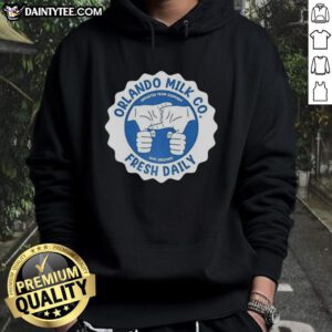 Awesome Orlando Milk Co. Fresh Daily hoodie featuring 100% organic logo, imported from Germany, stylish and eco-friendly.