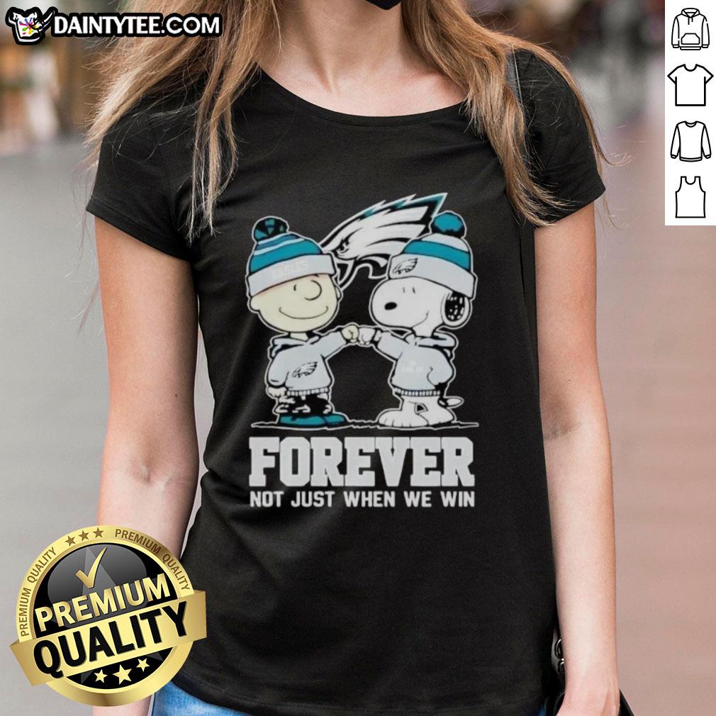 Awesome Philadelphia Eagles Charlie Brown and Snoopy Forever tee for ladies, celebrating team spirit and fandom.