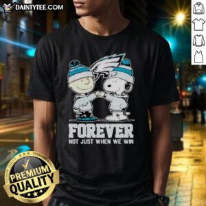 Awesome Philadelphia Eagles Charlie Brown and Snoopy Forever T-Shirt design celebrating fans, not just for wins.