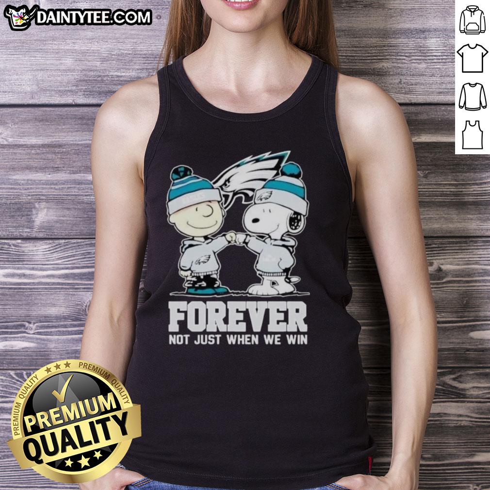 Awesome Philadelphia Eagles Charlie Brown and Snoopy Forever tank top, perfect for fans celebrating every game.