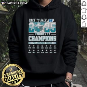 Alt Text: Awesome Philadelphia Eagles Football NFC East Champions Back to Back 2025 Hoodie featuring team logo and vibrant colors.