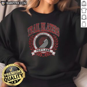 Awesome Portland Trail Blazers NBA logo in laurel wreath frame on a retro sweatshirt design.