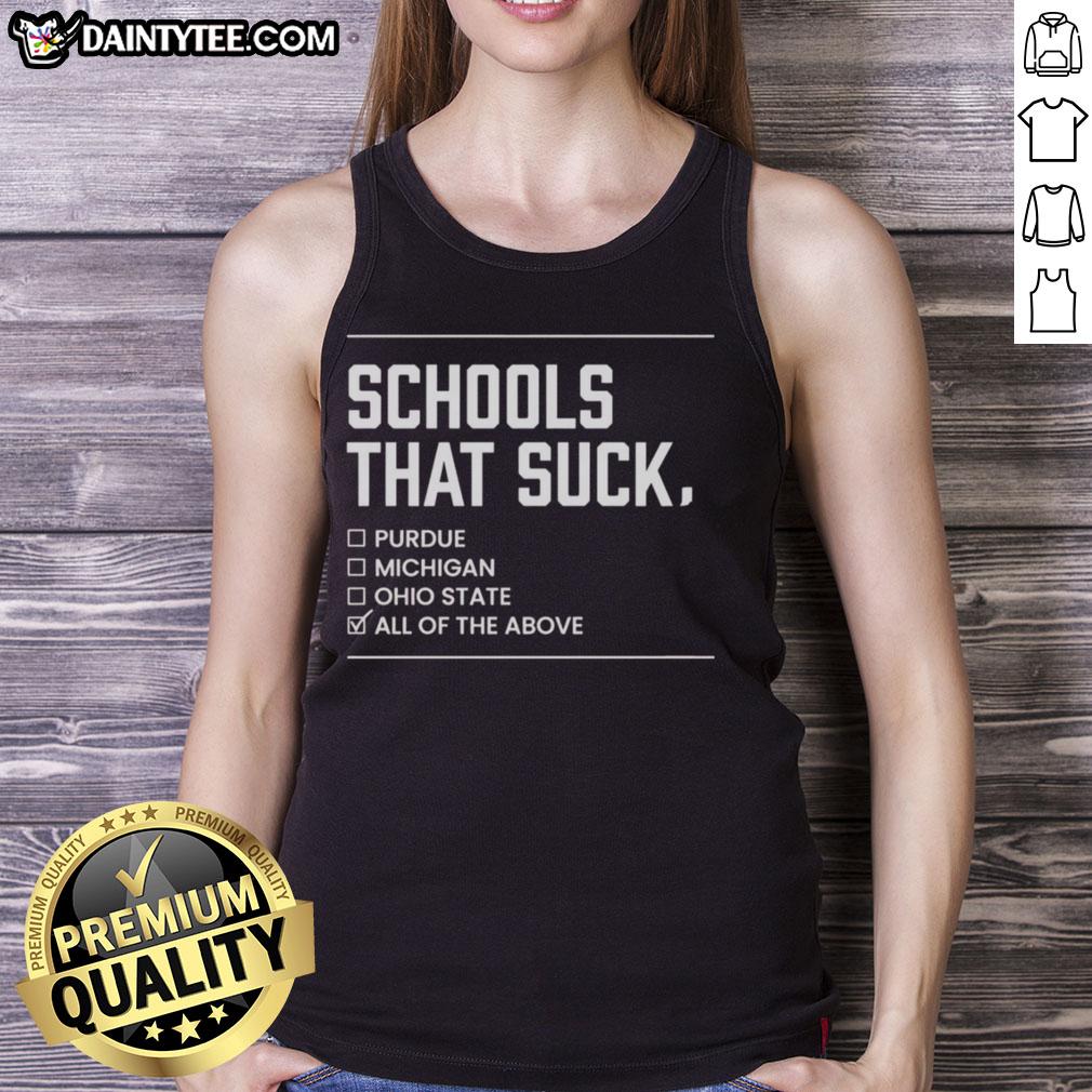 Alt Text: Awesome Schools That Suck All Of The Above tank top featuring a bold graphic design and vibrant colors.