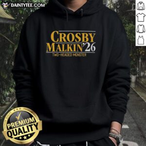 Alt Text: Awesome Sidney Crosby and Evgeni Malkin hoodie featuring the Pittsburgh Steelers Two-Headed Monster design.