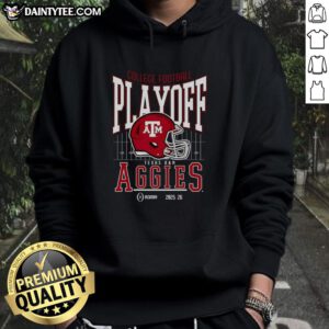 Alt Text: Awesome Texas A&M Aggies 2025-2026 College Football Playoff Bound helmet hoodie for fans and supporters.