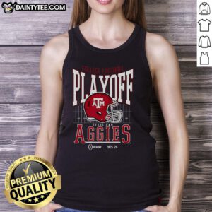 Alt Text: Awesome Texas A&M Aggies 2025-2026 College Football Playoff Bound helmet tank top for fans and supporters.