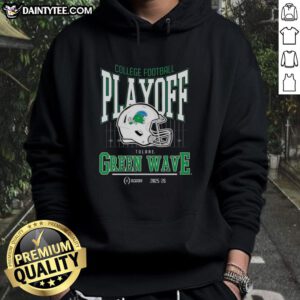 Awesome Tulane Green Wave 2025-2026 College Football Playoff Bound helmet hoodie for fans and supporters.