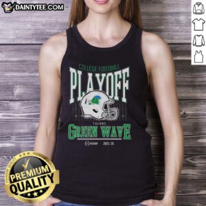 Alt Text: Stylish Tulane Green Wave helmet tank top for the 2025-2026 College Football Playoff bound fans.