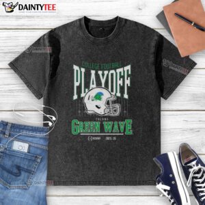 Awesome Tulane Green Wave 2025-2026 College Football Playoff Bound helmet washed t-shirt for fans and supporters.