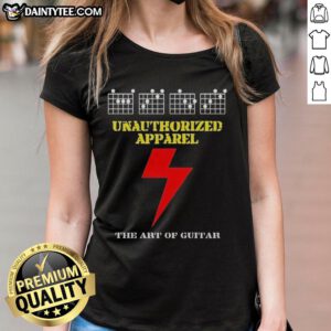 Alt Text: Awesome Unauthorized Apparel The Art of Guitar Ladies Tee featuring a stylish guitar graphic and comfortable fit.